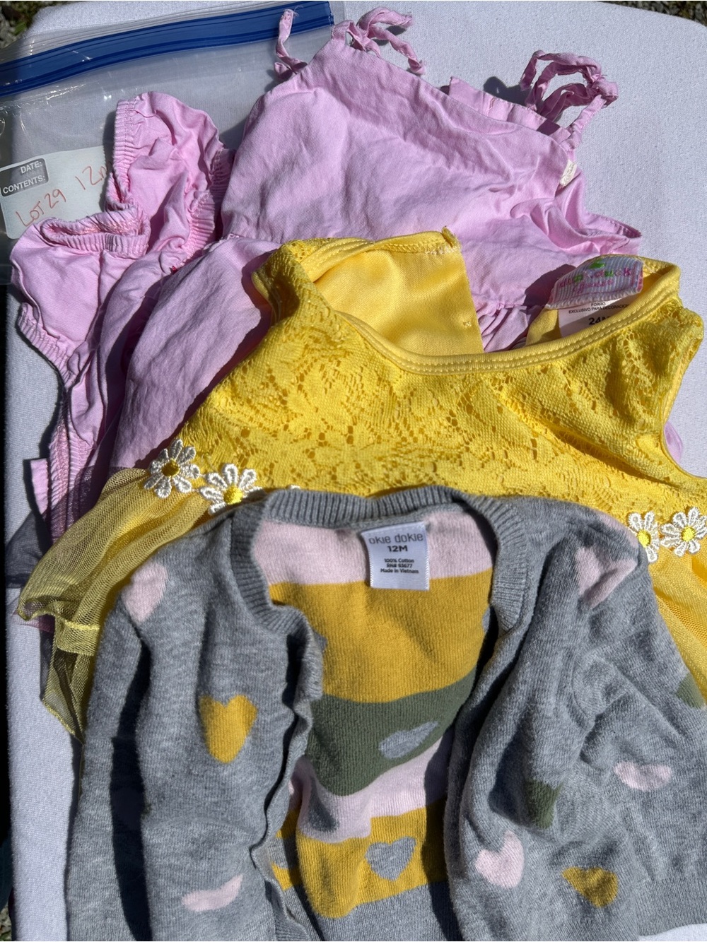 Pink Disney dress, Yellow flowered and heart jacket. (29)